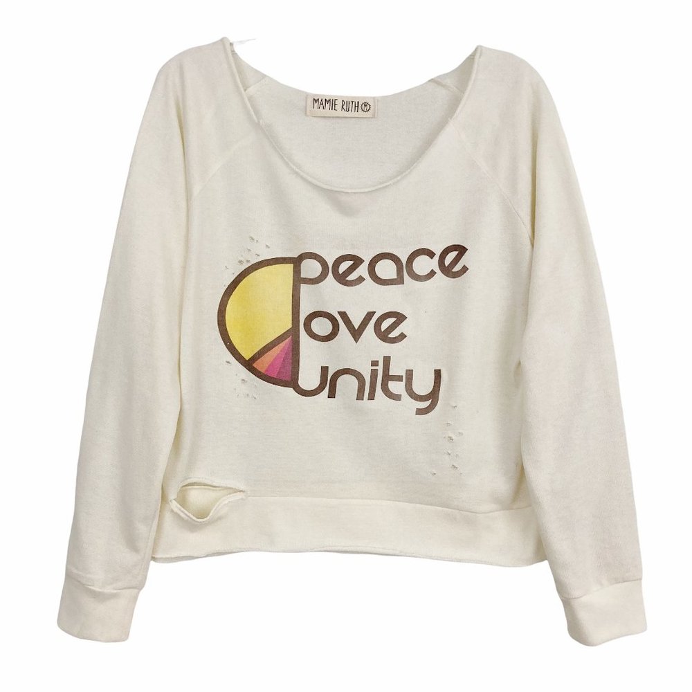 Cream Peace Love Unity Graphic Sweatshirt